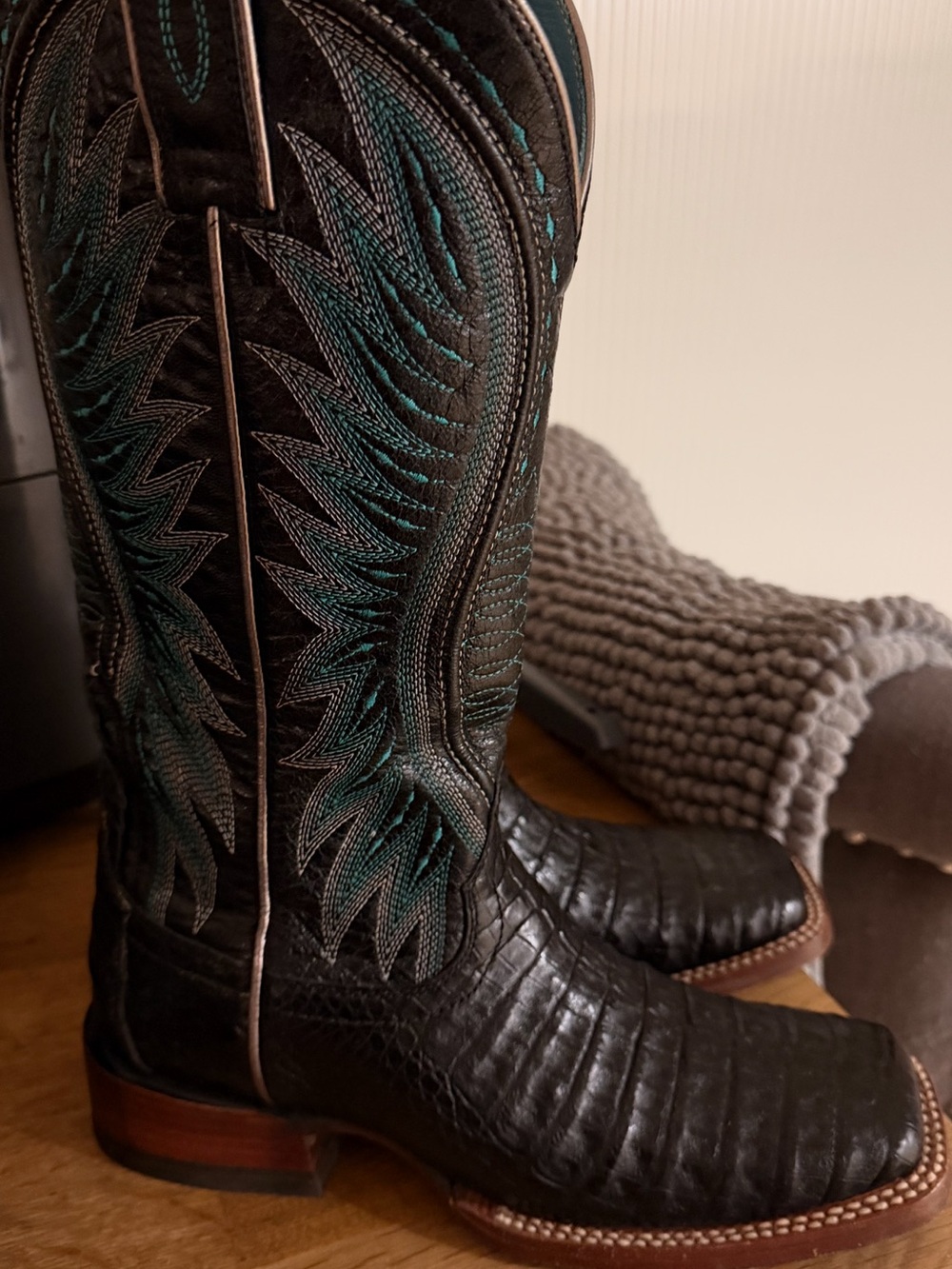 Ariat Black Western Boots with Teal Stitching
